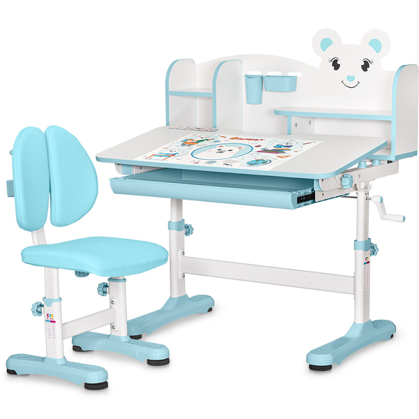 Комплект меблів (стіл + стілець + полиця) Mealux BD-29 Panda XL Blue (арт. BD-29 BL) - Pampik