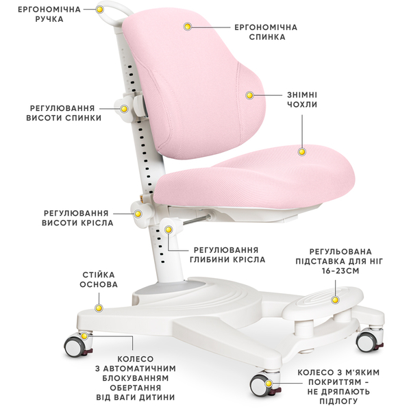 Дитяче крісло Mealux Gravity Pink (арт.Y-612 KP) - Pampik - 2