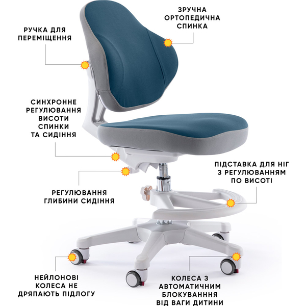 Дитяче крісло Evo-Kids Mio Classic Dark blue (арт.Y-405 DB) - Pampik - 2