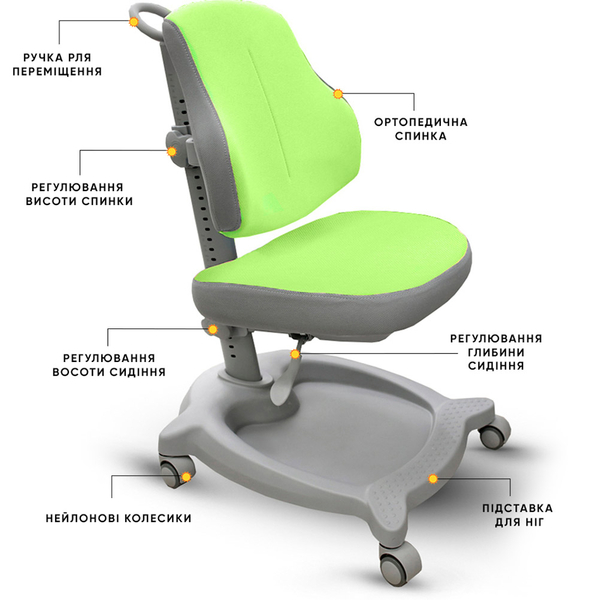 Крісло дитяче ErgoKids GT Y-402 ortopedic green - Pampik - 2