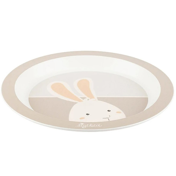 Тарілка плоска пластмасова Sigikid Зайченя, бежевий (25399/38288) - Pampik - 2