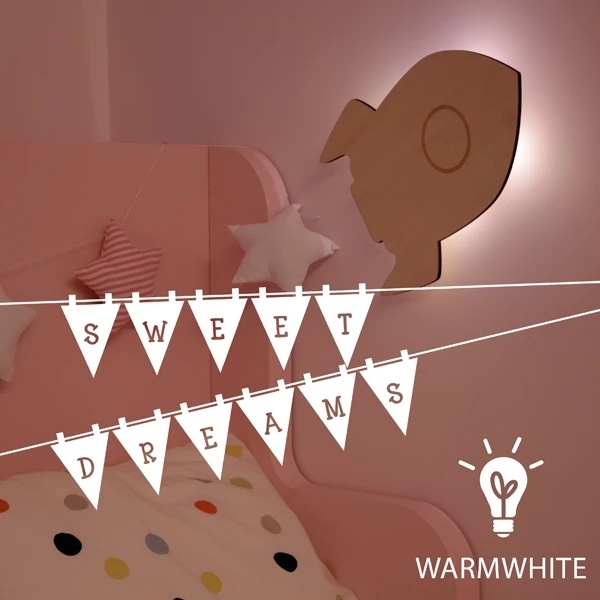 Нічник дерев'яний бездротовий Reer Ракета, натуральний (52157/33149) - Pampik - 3