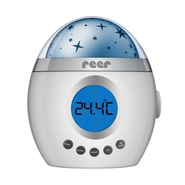 Нічник-проектор Reer Зоряне небо з годинником, сірий (52050/16917) - Pampik