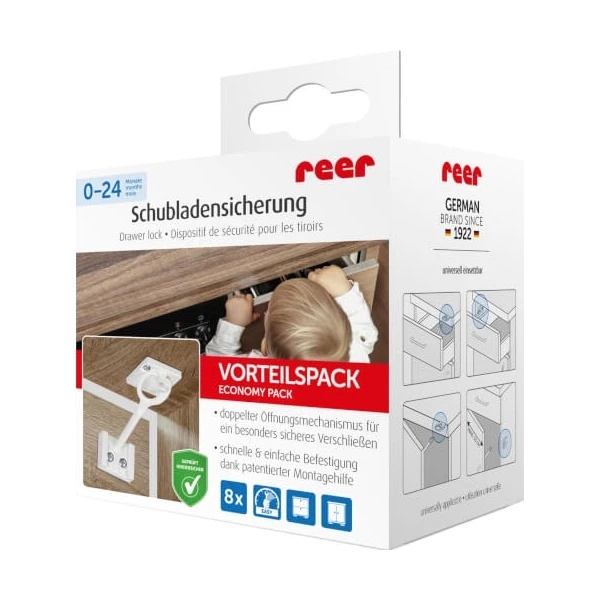 Захист для шаф та ящиків Reer, 8 шт., білий (71070/35175) - Pampik