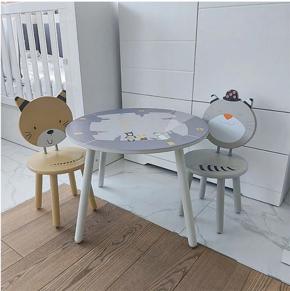 Стул Moulin Roty Кот в шляпе, 30х30x54 см, серый (627112/36756) - Pampik - 5