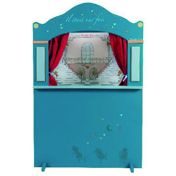 Игровой театр Moulin Roty, деревянный большой, 117х78х43 см, бирюзовый (32588) - Pampik