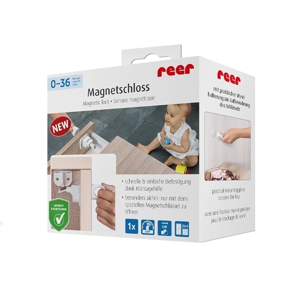 Магнитный замок для шкафов и ящиков Reer, белый (51030/30018) - Pampik