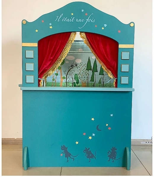 Игровой театр Moulin Roty, деревянный большой, 117х78х43 см, бирюзовый (32588) - Pampik - 3