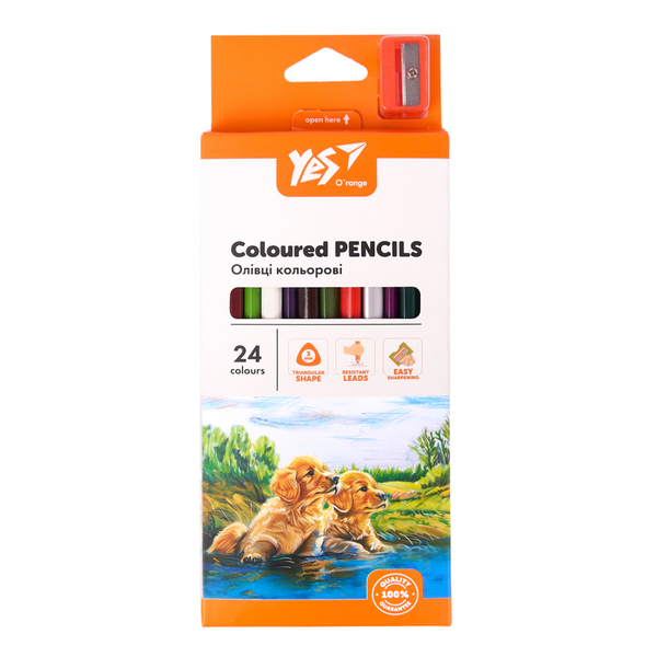 Карандаши цветные Yes Orange Line с точилкой, 24 цвета (290754) - Pampik - 2