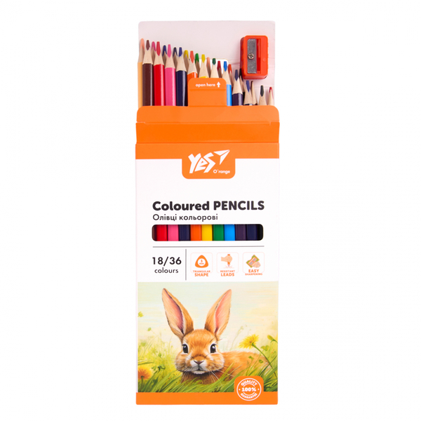 Карандаши цветные Yes Orange Line с точилкой, 18 шт., 36 цветов (290752) - Pampik - 4