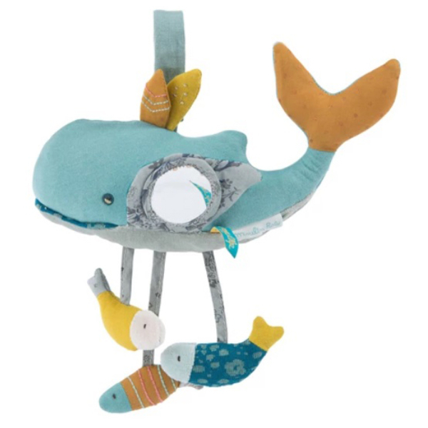 Брязкальце м'яке на коляску Moulin Roty Кит з рибками (714078/28849) - Pampik