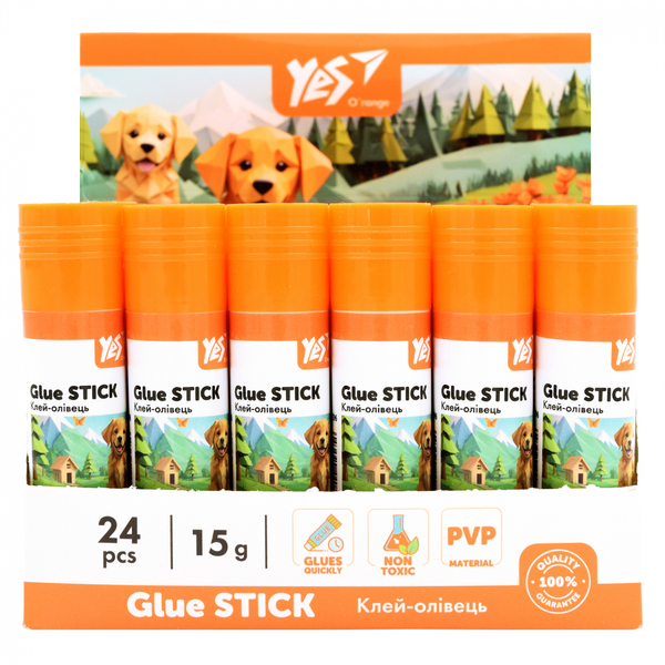 Клей-олівець Yes Orange Line PVP, 15 г (320296) - Pampik - 2