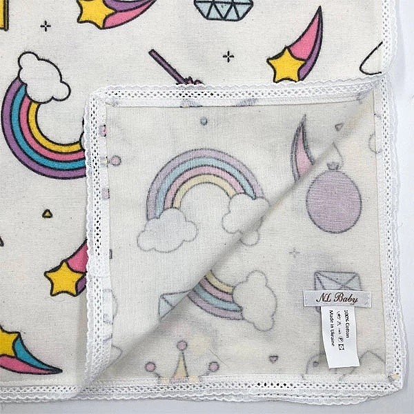 Пелюшка фланелева NL Baby Єдиноріг, 80х80 см, білий (32690) - Pampik - 6
