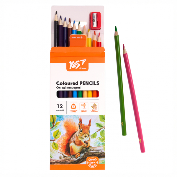 Карандаши цветные Yes Orange Line с точилкой, 12 цветов (290723) - Pampik - 5