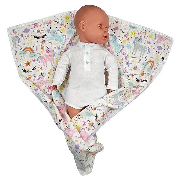 Пелюшка фланелева NL Baby Єдиноріг, 100х90 см, біло-рожевий (36032) - Pampik - 8