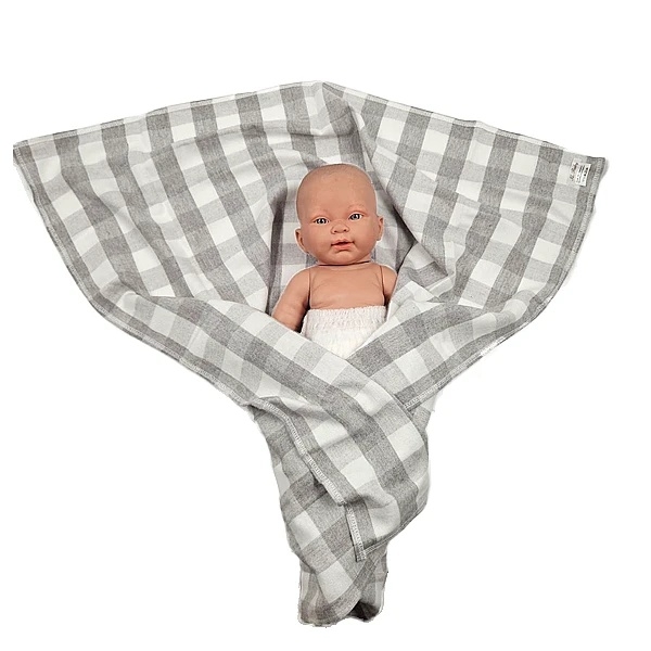 Пелюшка фланелева NL Baby, 80х80 см, біло-сірий (0020/38401) - Pampik - 5