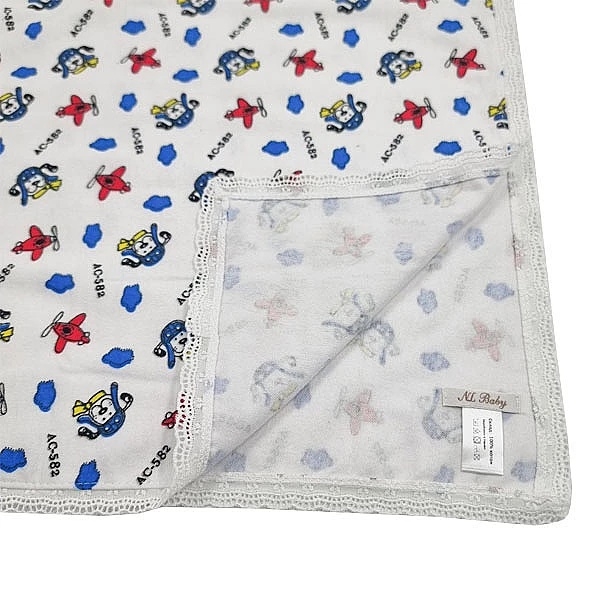 Пелюшка фланелева NL Baby Літак, 80х80 см, біло-синій (34663) - Pampik - 6