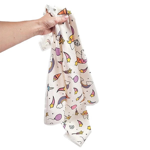 Пелюшка фланелева NL Baby Єдиноріг, 80х80 см, білий (32690) - Pampik - 7