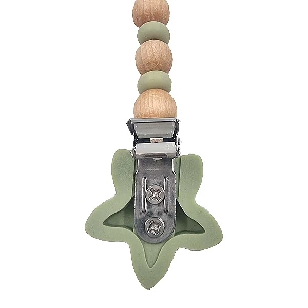 Держатель для пустышки NL Baby, силиконовый, хаки (0000/37358) - Pampik - 3