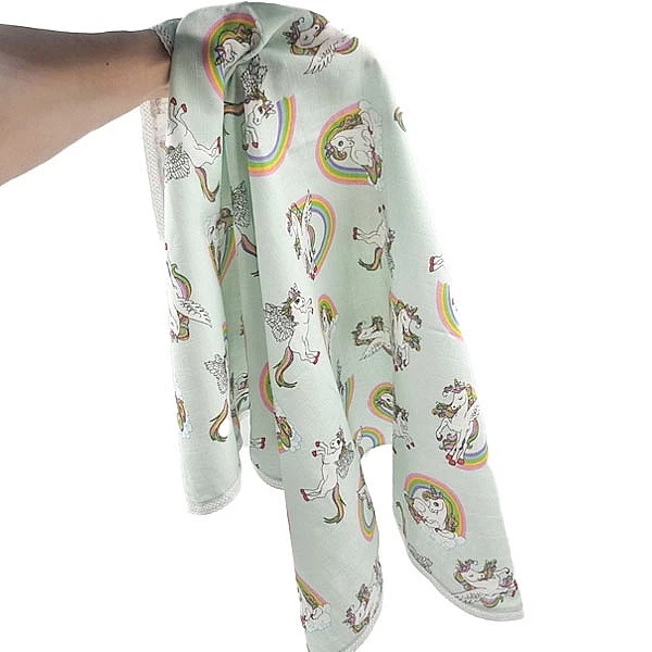 Пеленка муслиновая NL Baby Единорог, 80х80 см, салатовый (31793) - Pampik - 7