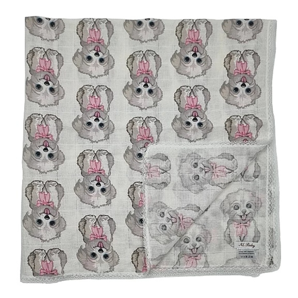 Пелюшка муслінова NL Baby, 80х80 см, біло-рожевий (0000/37542) - Pampik - 4