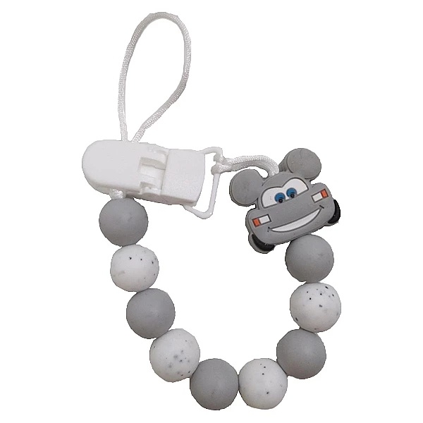 Держатель для пустышки NL Baby, силиконовый, серый (0000/37363) - Pampik - 3