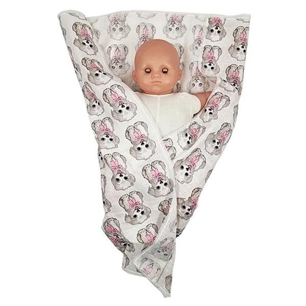Пелюшка муслінова NL Baby, 80х80 см, біло-рожевий (0000/37542) - Pampik - 6