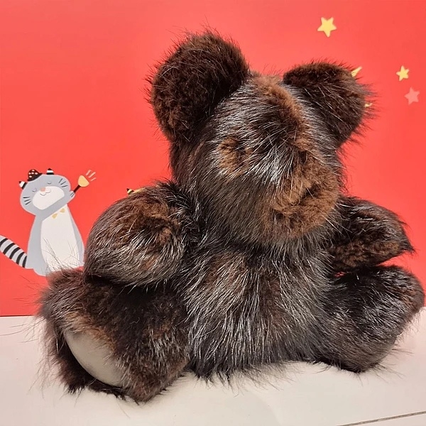 Мягкая игрушка NL Baby Медведь, 29 см, мех енота, черный (26518) - Pampik - 3