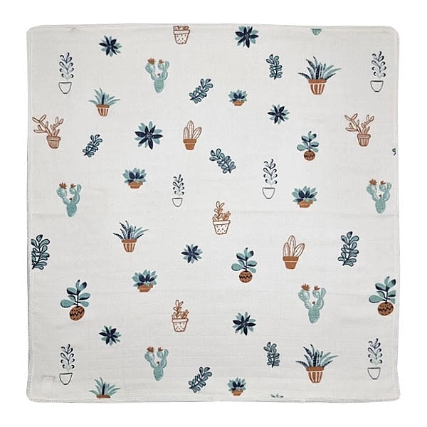 Пеленка муслиновая NL Baby Цветок, 80х80 см, бело-зеленый (31846) - Pampik - 3