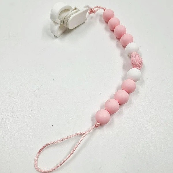 Держатель для пустышки NL Baby, силиконовый, розовый (0000/37360) - Pampik - 2