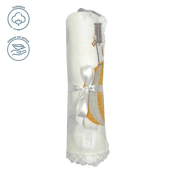 Пелюшка муслінова NL Baby Повітряна куля, 80х80 см, біло-жовтий (37076) - Pampik - 2
