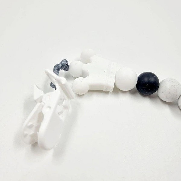 Тримач для пустушки NL Baby, силіконовий, біло-сірий (0000/37848) - Pampik - 2