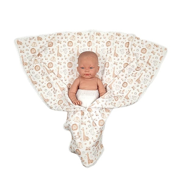 Пелюшка велюрова NL Baby, 80х80 см, бело-бежевий (011/38366) - Pampik - 5