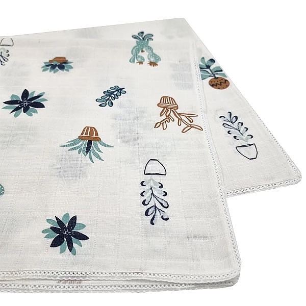 Пеленка муслиновая NL Baby Цветок, 80х80 см, бело-зеленый (31846) - Pampik - 5