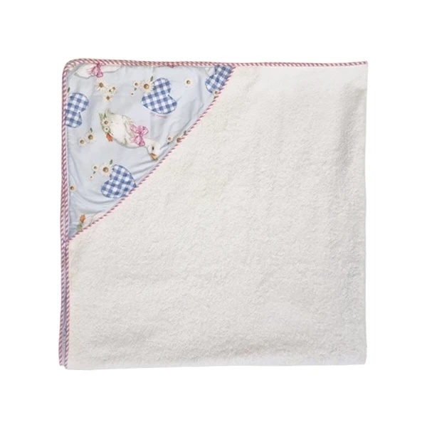 Полотенце-уголок NL Baby, 110х110 см, белый с розовым и голубим (861/37554) - Pampik