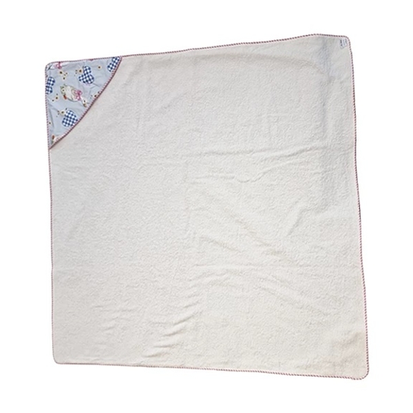Полотенце-уголок NL Baby, 110х110 см, белый с розовым и голубим (861/37554) - Pampik - 4