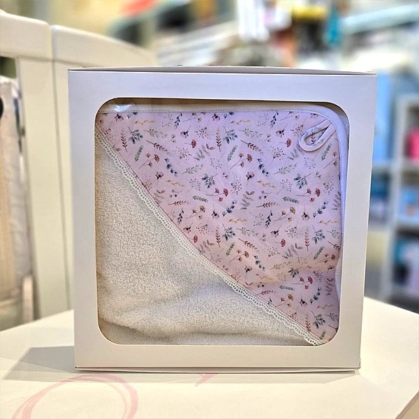 Рушник-куточок NL Baby в коробці, 75х75 см, білий з рожевим (014+019/38129) - Pampik - 6