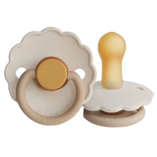 Пустушка латексна Frigg Daisy Chamomile, кругла, size 2, 6-18 міс., бежево-жовтий (000512) - Pampik