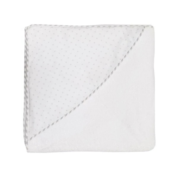 Полотенце-уголок NL Baby, 110х110 см, белый с серым (872/37598) - Pampik