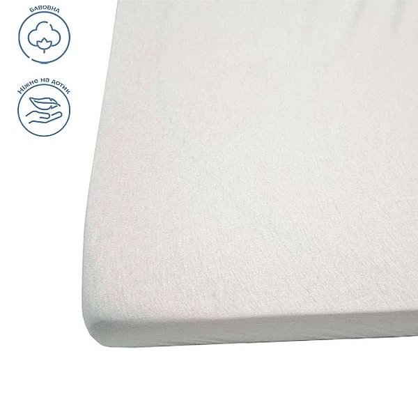 Простирадло на резинці NL Baby, трикотаж, 140х70 см, білий (693571/37075) - Pampik - 2