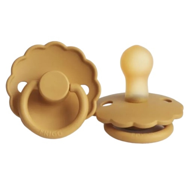Пустышка латексная Frigg Daisy Honey Gold, круглая, size 1, 0-6 мес., желтый (000533) - Pampik