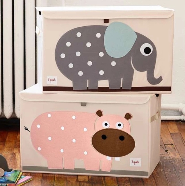 Ящик для зберігання 3 Sprouts Бегемот, 38x61x37 см, бежевий (ITCHIP/15404) - Pampik - 2