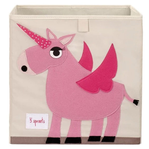 Куб для зберігання 3 Sprouts Єдиноріг, 33х33х33 см, бежевий (IBXUNI/11730) - Pampik