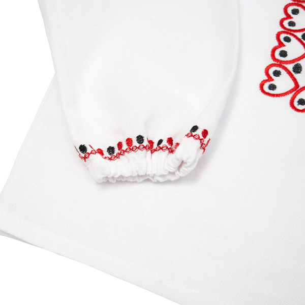 Вишиванка для дівчинки Twins Сердечка, р.98, білий з червоним (88OTS98-1213) - Pampik - 3