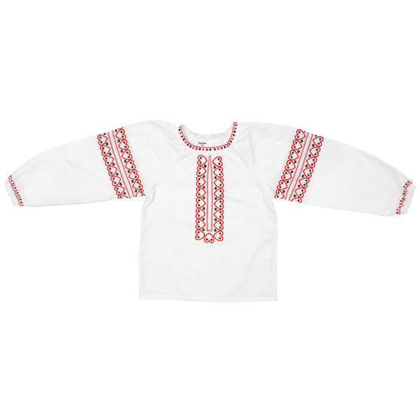 Вишиванка для дівчинки Twins Сердечка, р.116, білий з червоним (88OTS116-1213) - Pampik