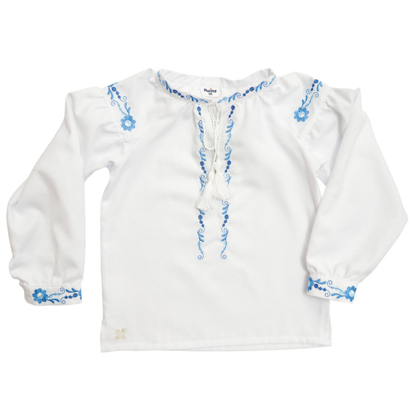 Вишиванка для дівчинки Twins Квіточки, р.110, білий з блакитним (88ВД-К110-04) - Pampik