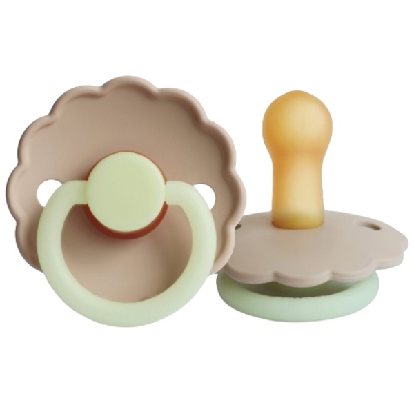 Пустышка латексная Frigg Daisy Night Croissant Night, круглая, size 1, 0-6 мес., бежевый (000589) - Pampik