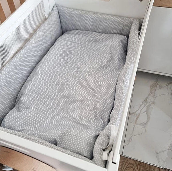 Комплект текстиля в люльку Micuna Galaxy: бортики + одеяло, серый (TX-1823/26921) - Pampik - 3