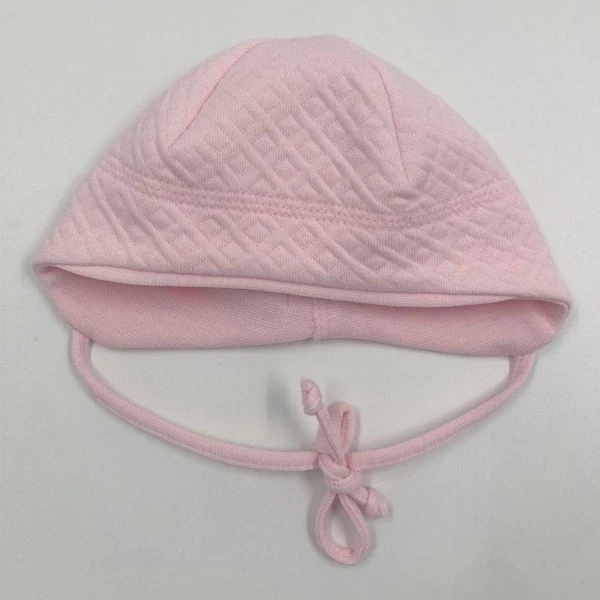Шапочка двойная NL Baby на завязках, хлопок, 0-3 мес., розовый (046/33405) - Pampik - 2