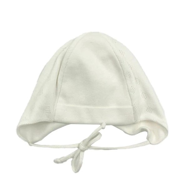 Шапочка двойная NL Baby на завязках, хлопок, 0-3 мес., молочный (050/33409) - Pampik - 2